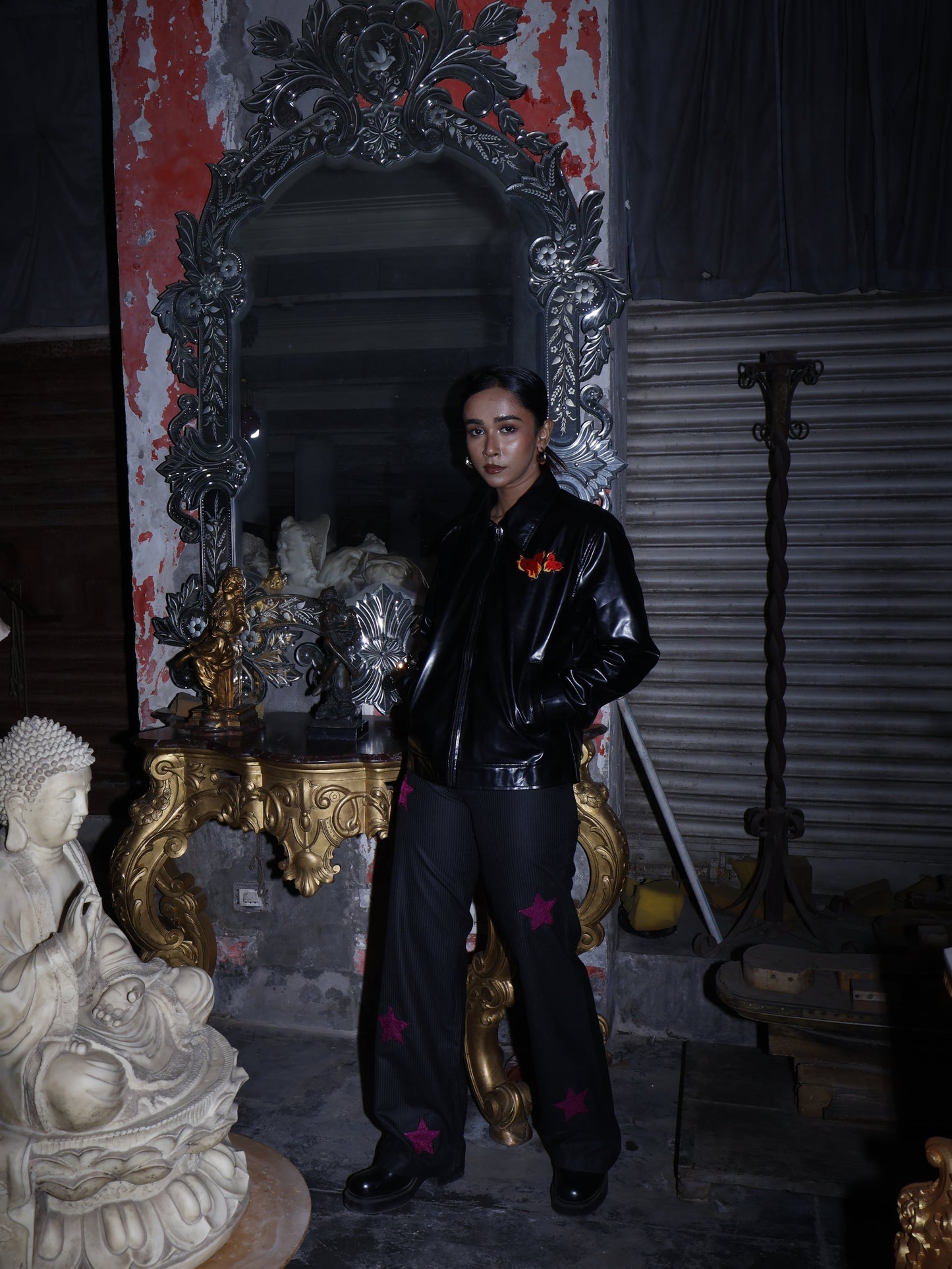 twin flames leather jacket