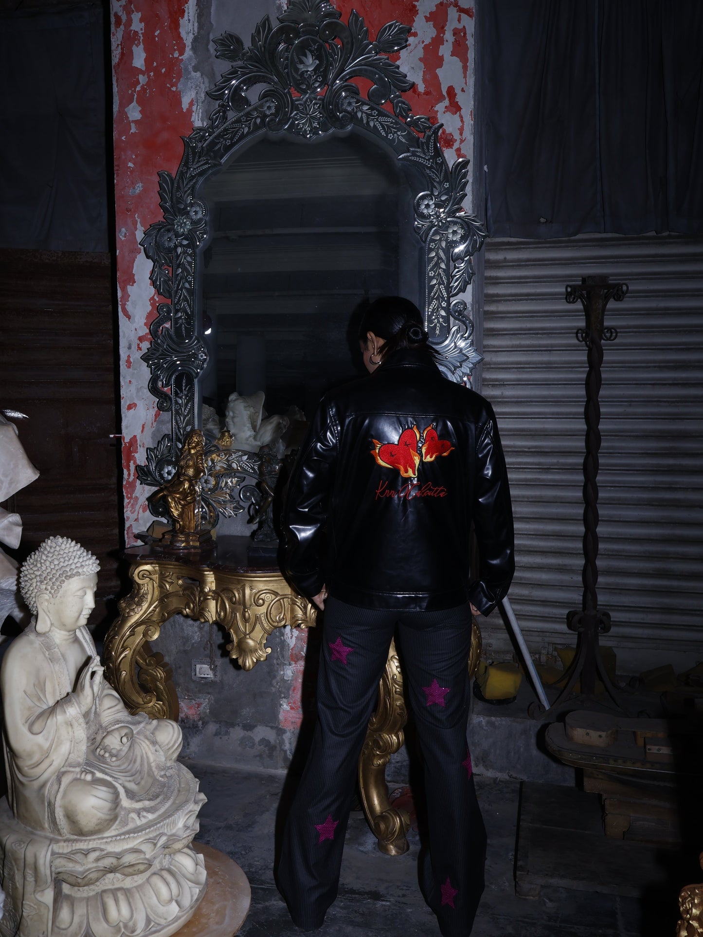 twin flames leather jacket