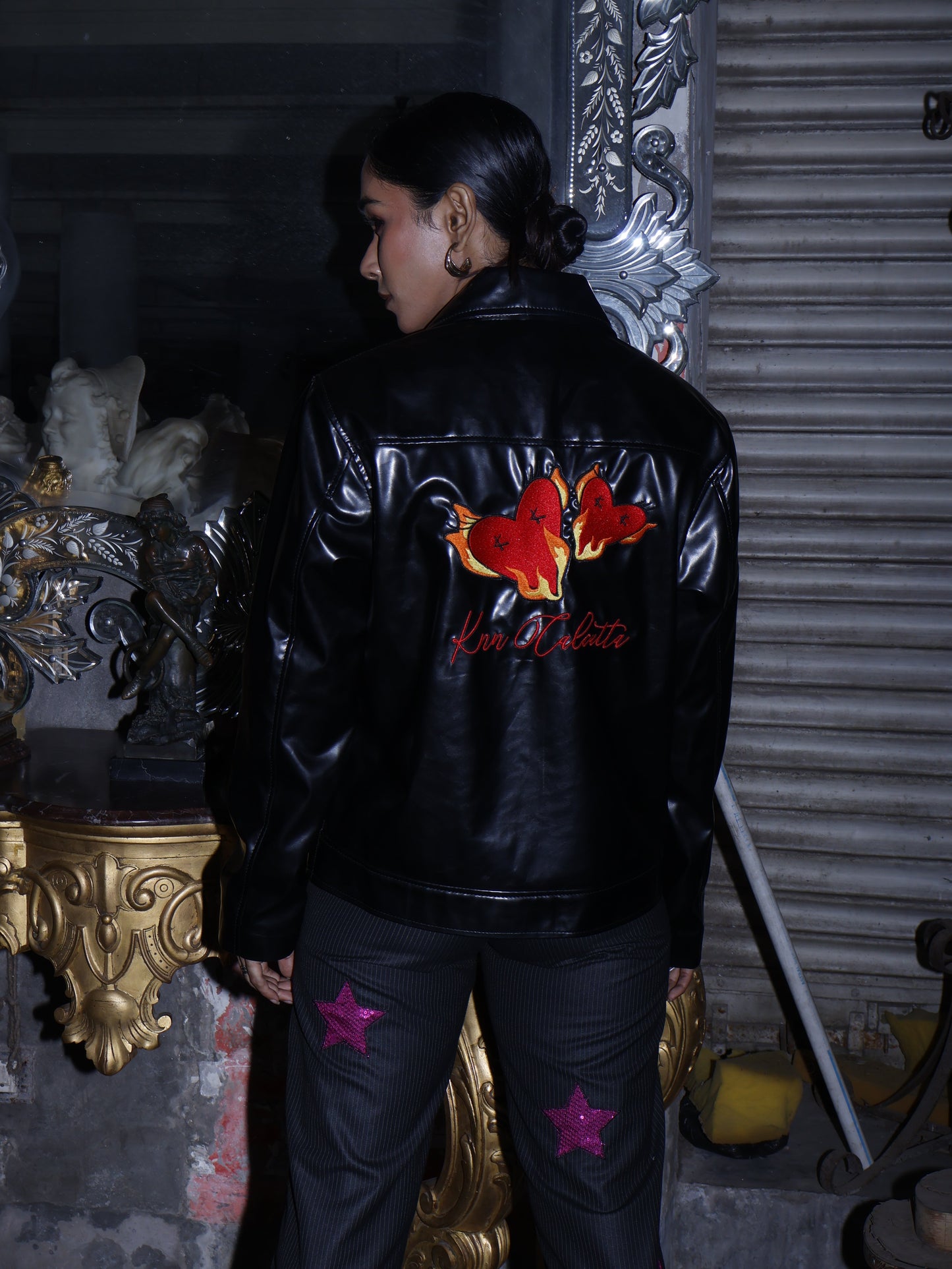 twin flames leather jacket