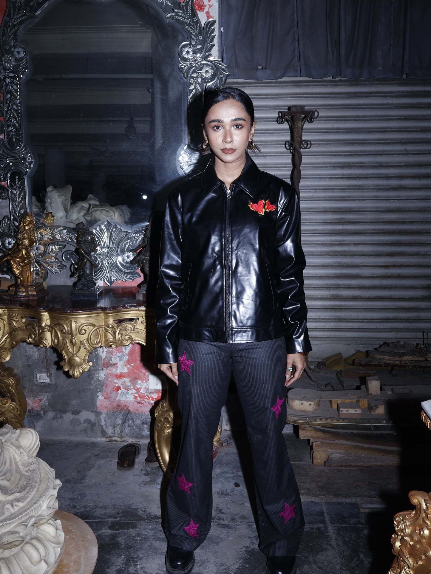 twin flames leather jacket