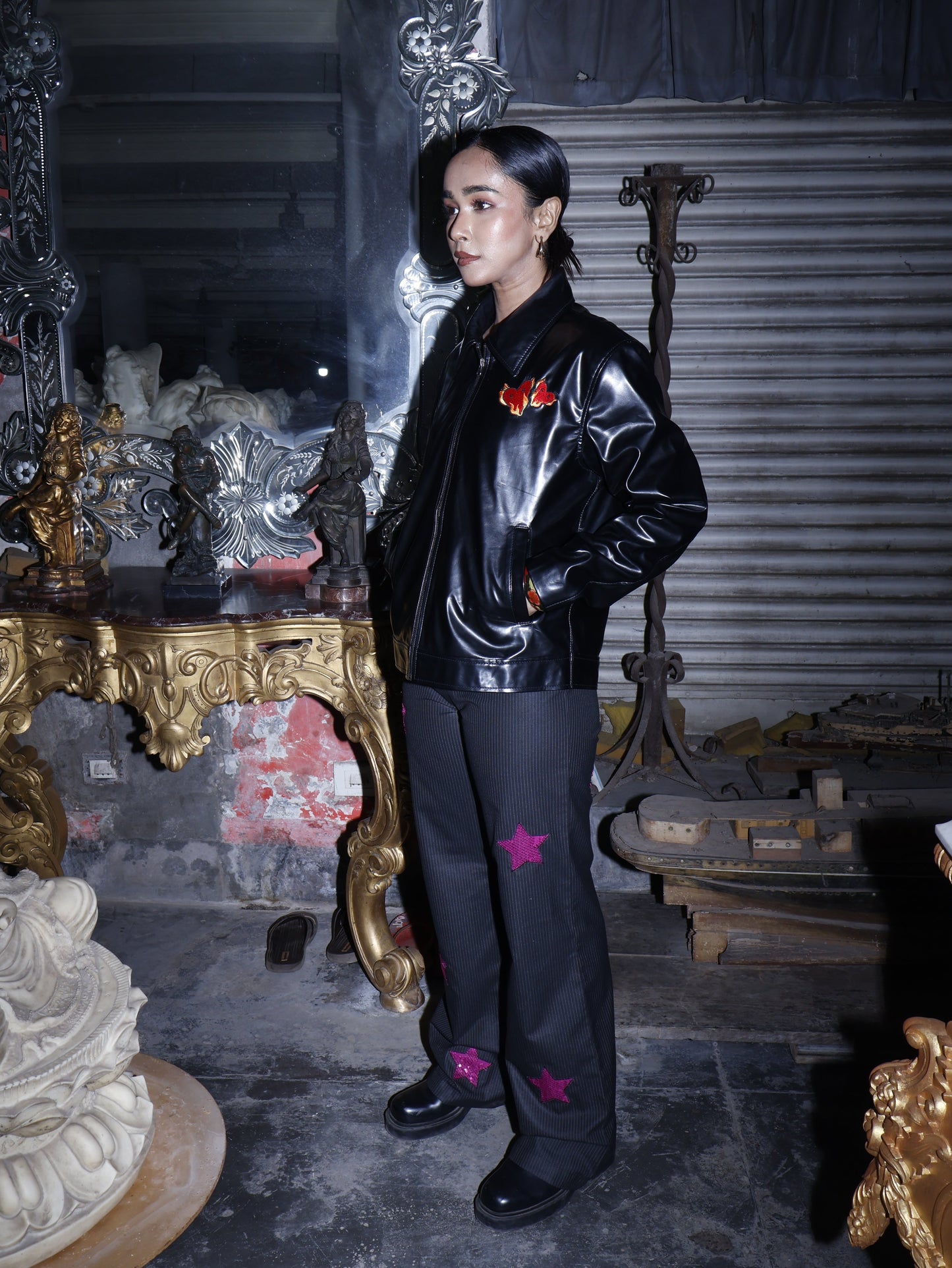 twin flames leather jacket