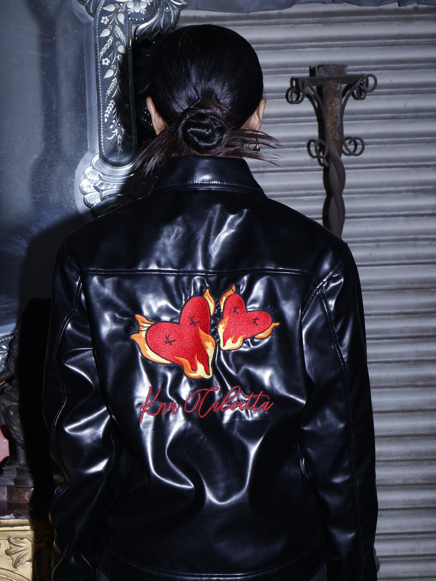twin flames leather jacket