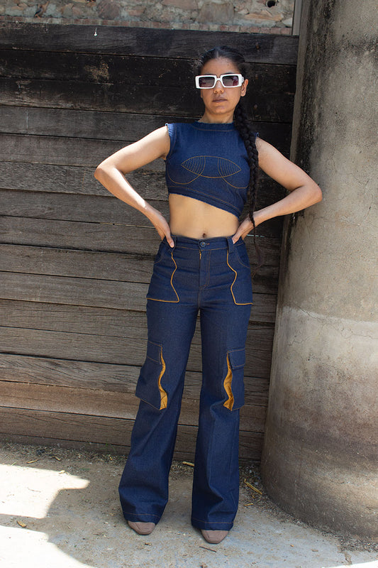 that eye set dark blue denim