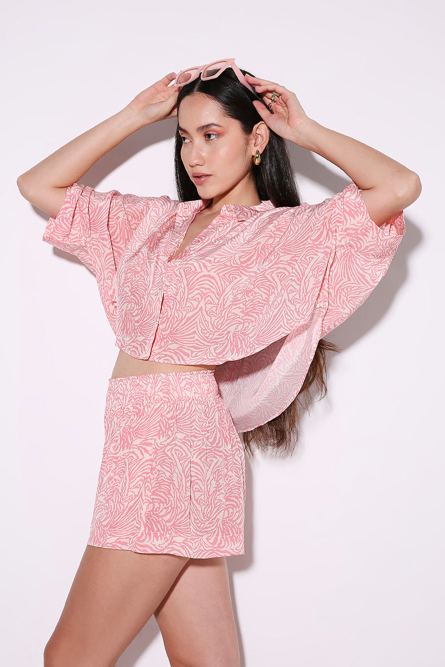 Relaxed Fit Cropped Shirt - Forest Pop-Shirt - Monokrom