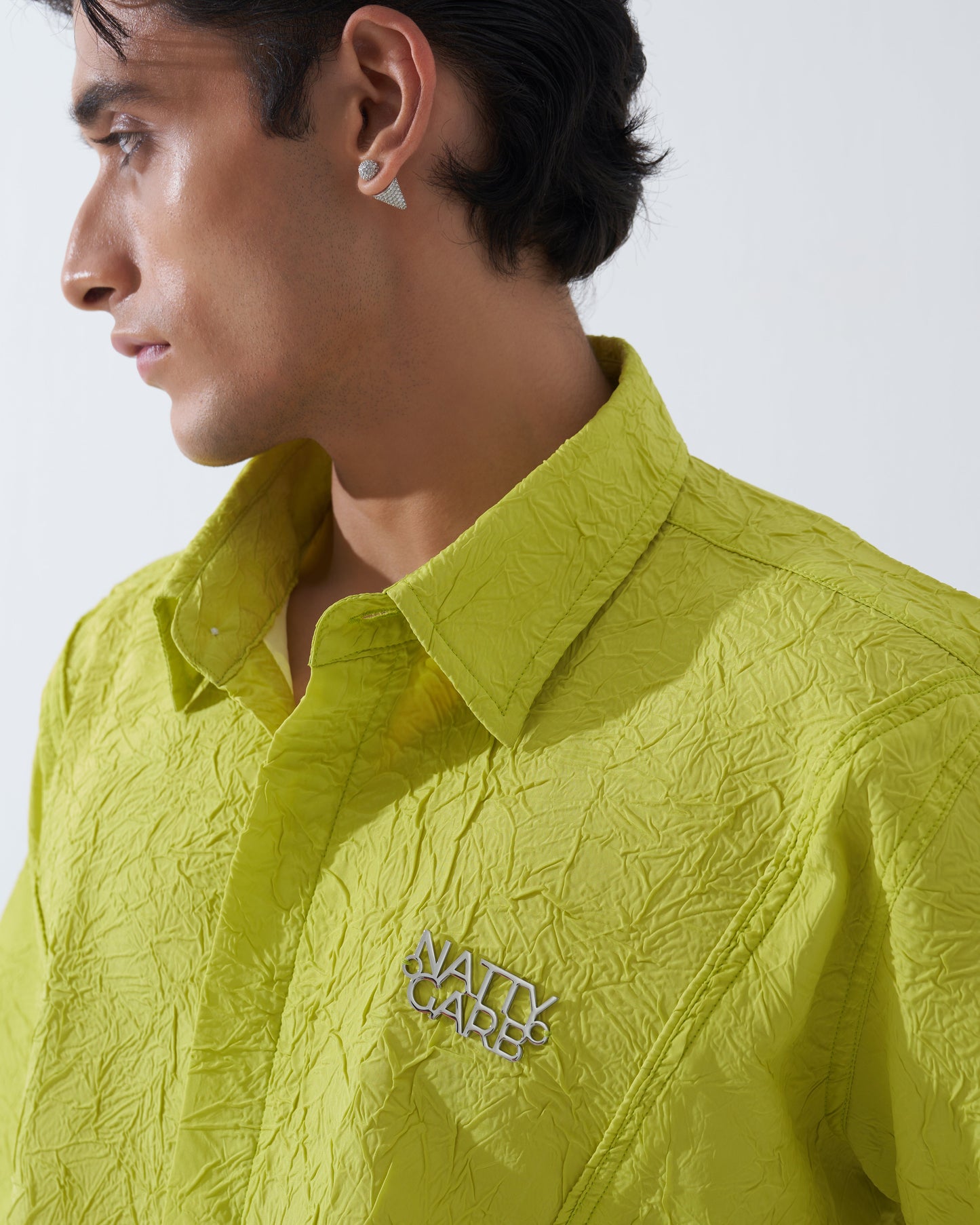 CRINKLED NEON GREEN SHIRT