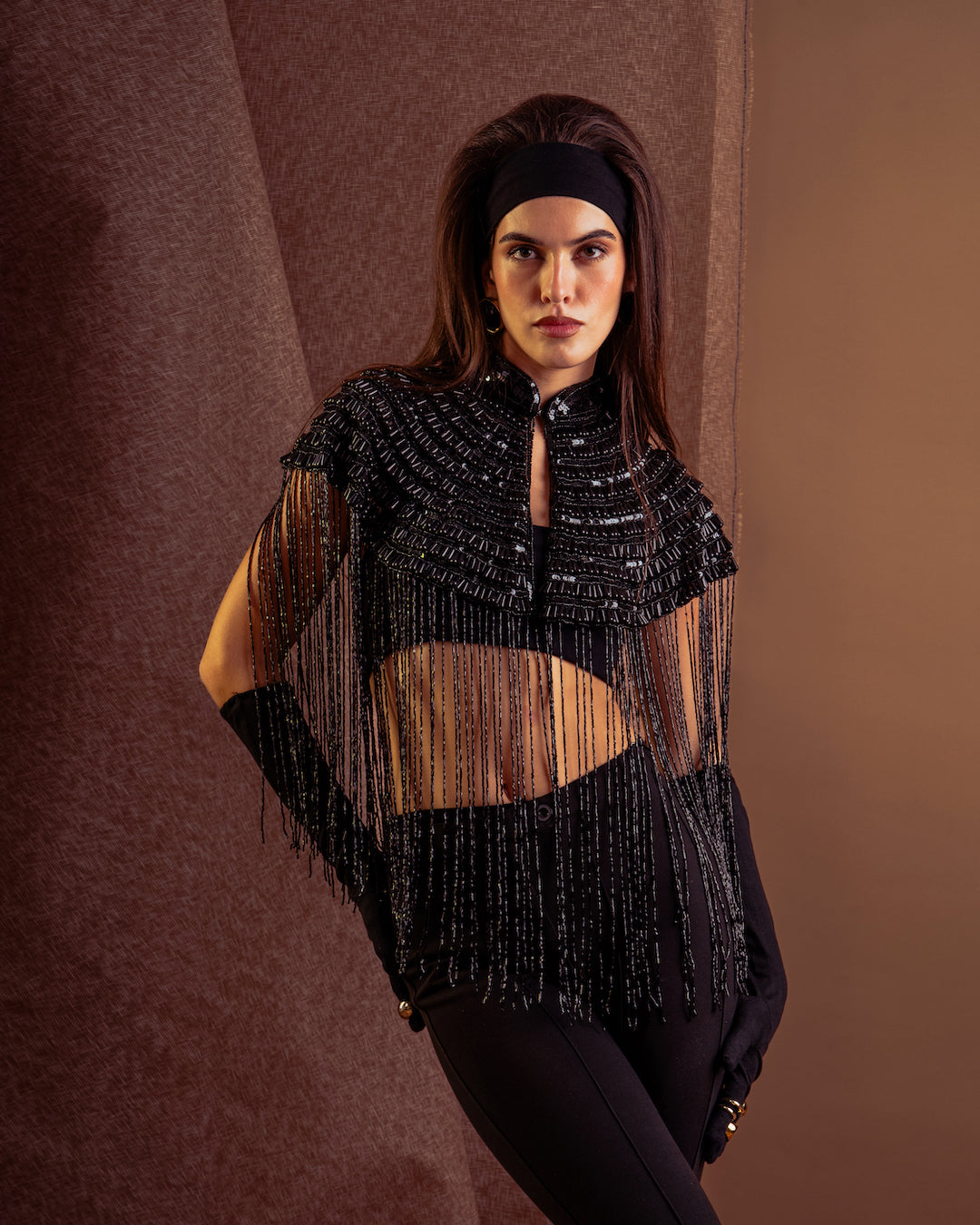 BLACK BEADER CAPE