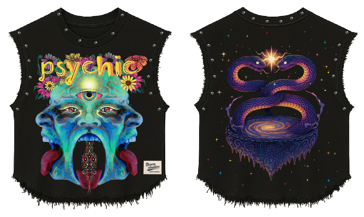 PSYCHIC UNISEX BLACK VEST (BOXYFIT)