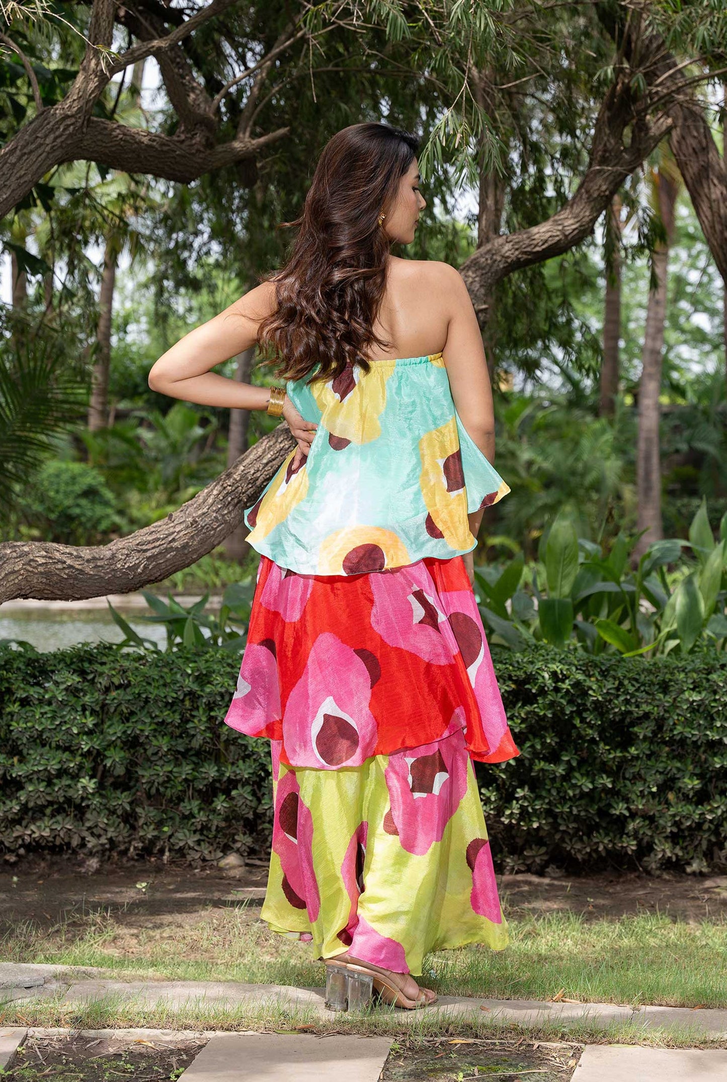 Candy Crush Multi Color Three Layer Ruffle Maxi Dress