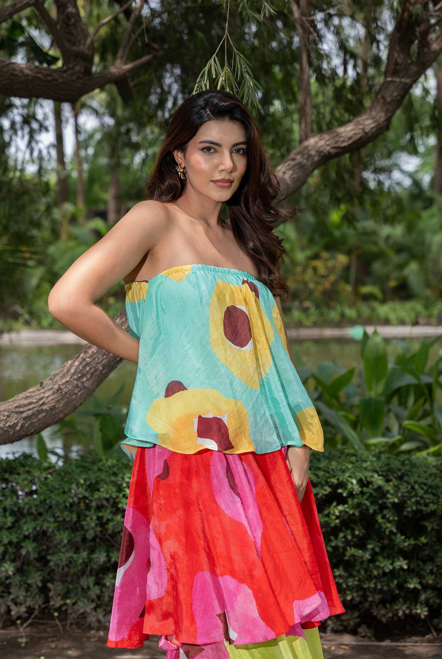Candy Crush Multi Color Three Layer Ruffle Maxi Dress