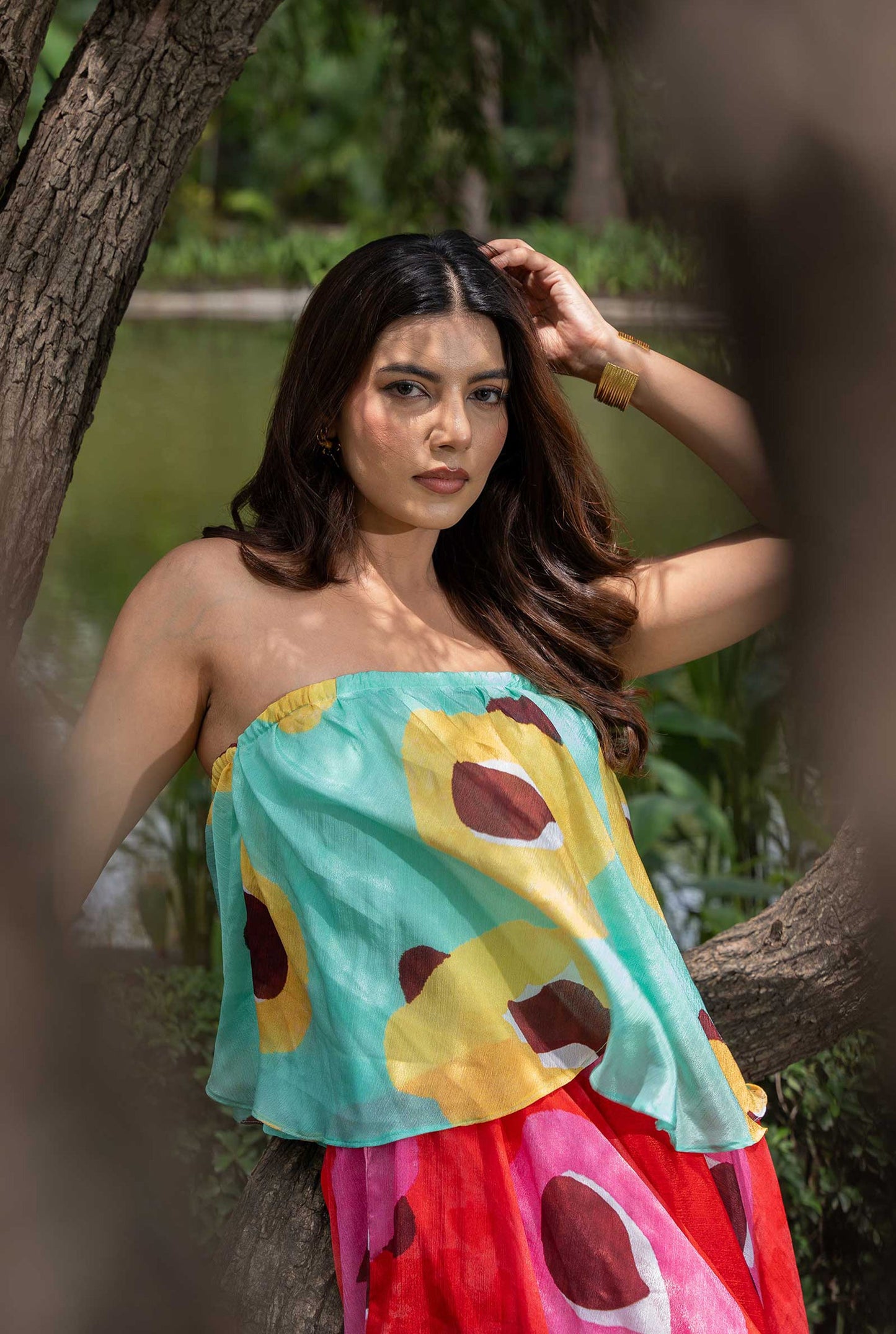 Candy Crush Multi Color Three Layer Ruffle Maxi Dress