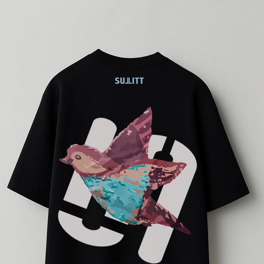 FEATHERED FRIEND BLACK OVERSIZED T-SHIRT