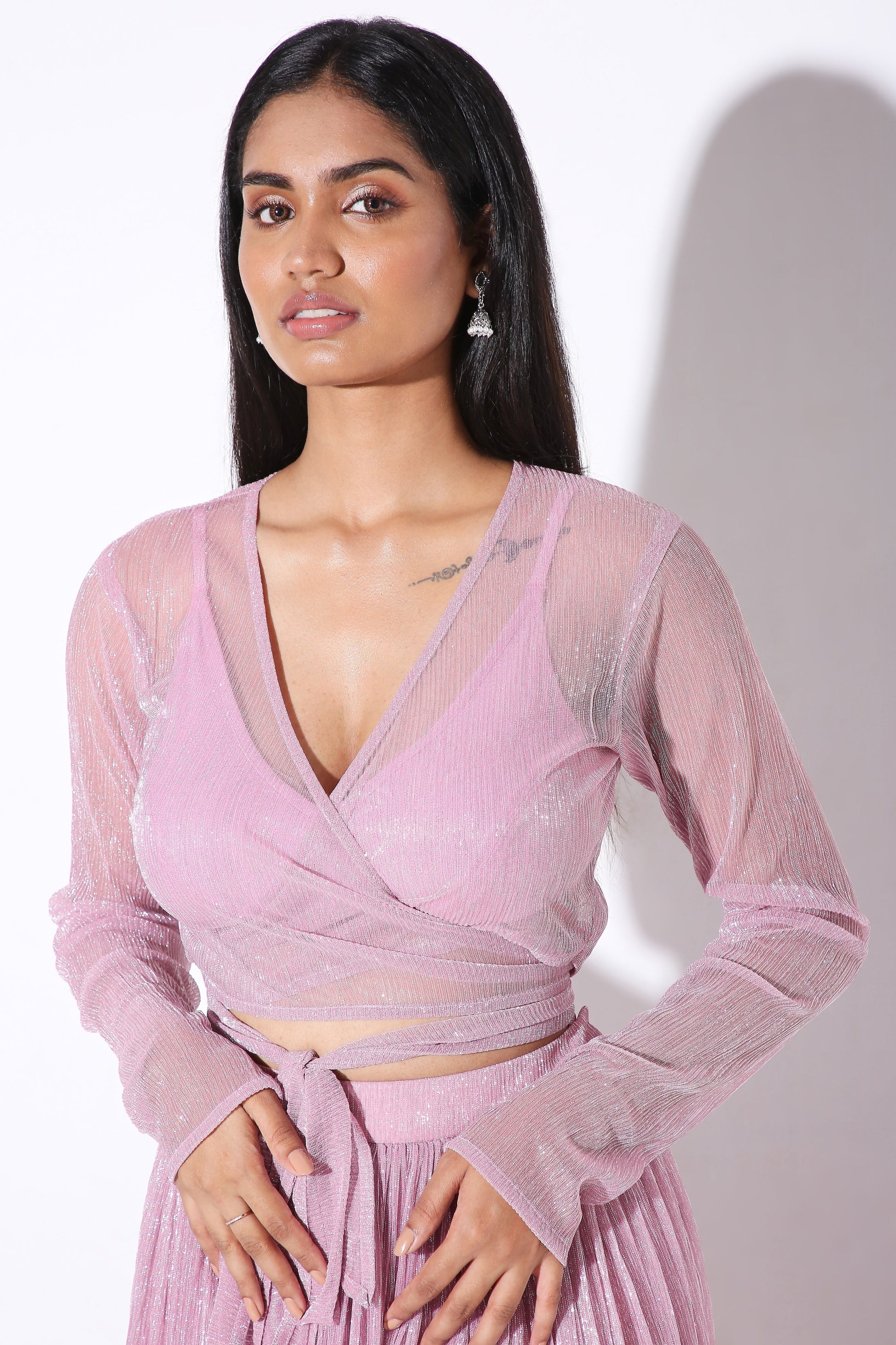 Sheer Wrap Top-Tops - Monokrom