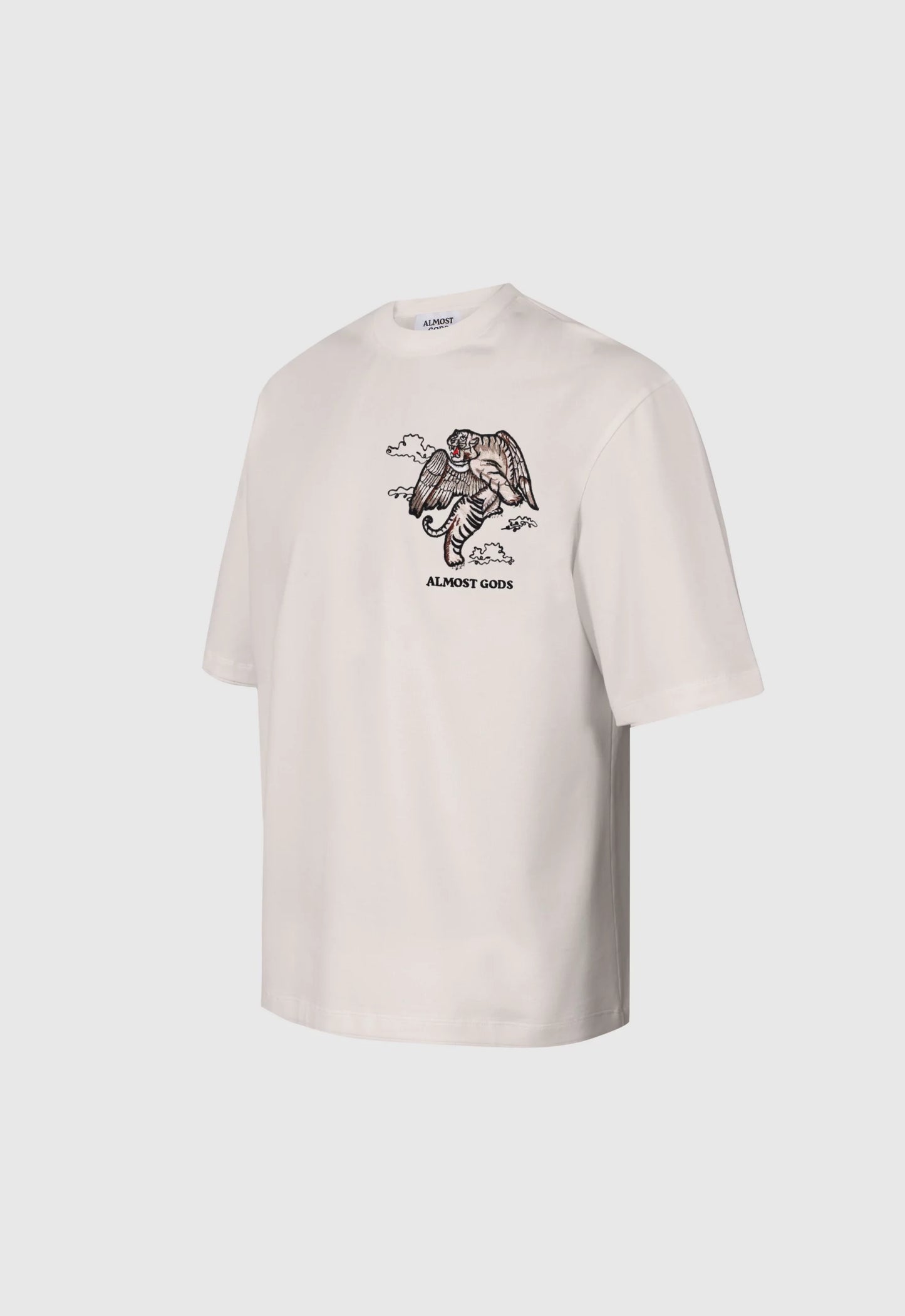 Winged Tiger Embroidered Tee in White