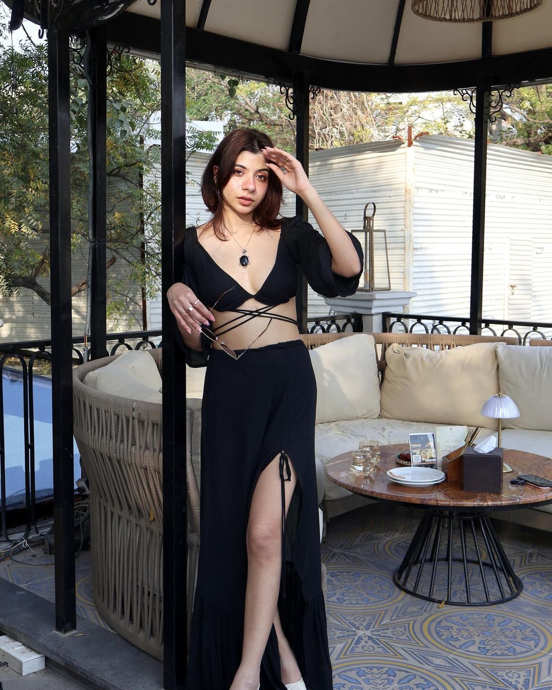 Off Shoulder Crop Top and Maxi Skirt Set