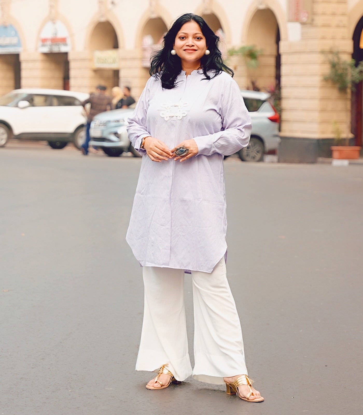 Lilac lawn kurta