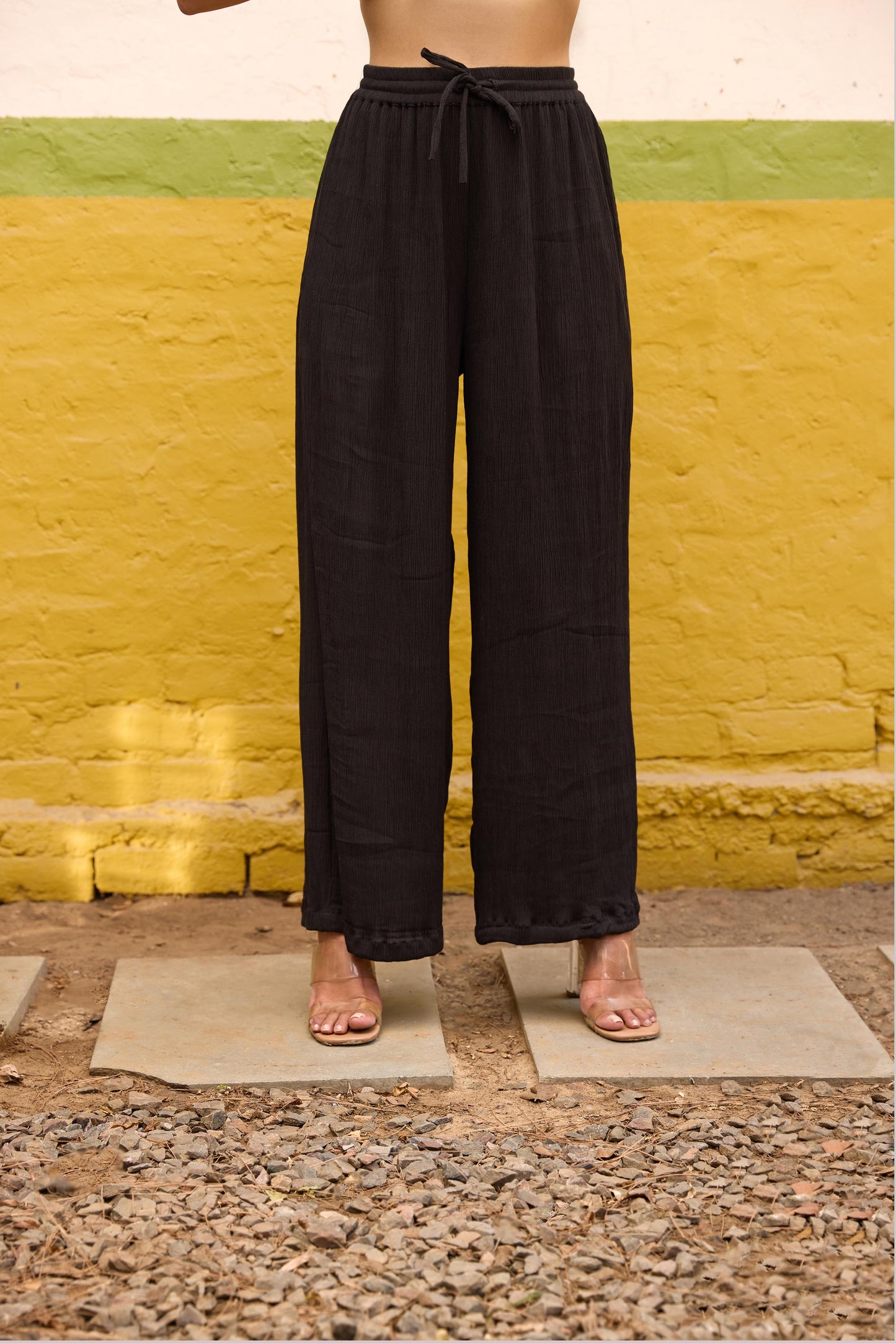 Black Halter Neck Top and Straight Trouser Set
