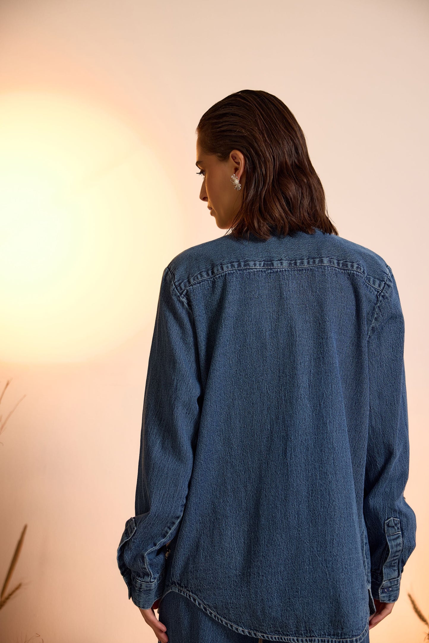 Crystal Studded Denim Shirt & Jeans Set