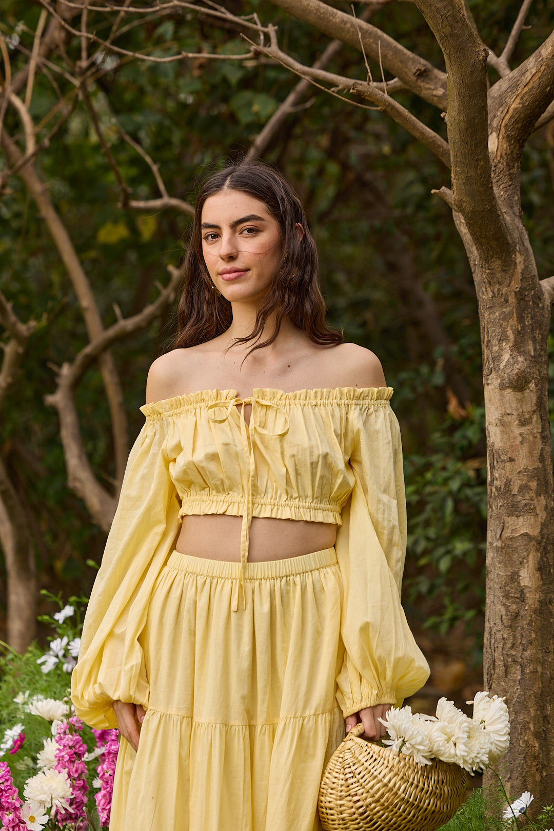 Butter Yellow Off-Shoulder Co-ord Set