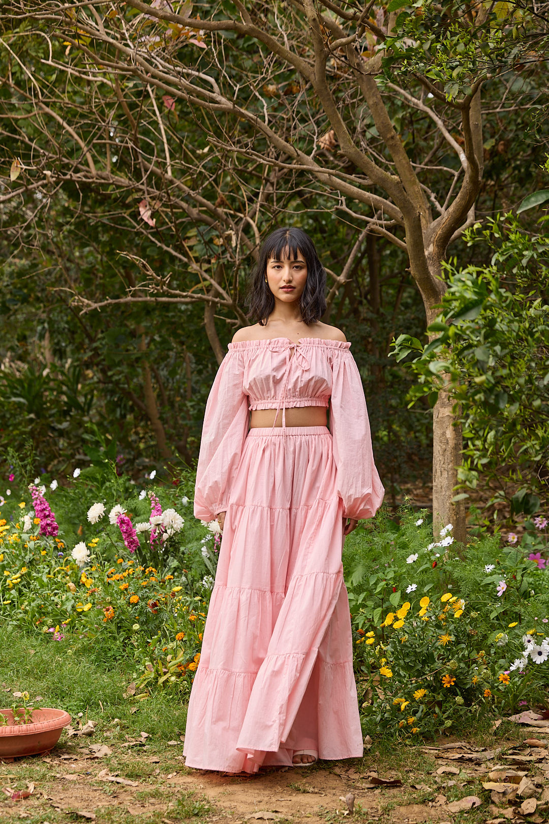 Pink Off-Shoulder Co-ord Set