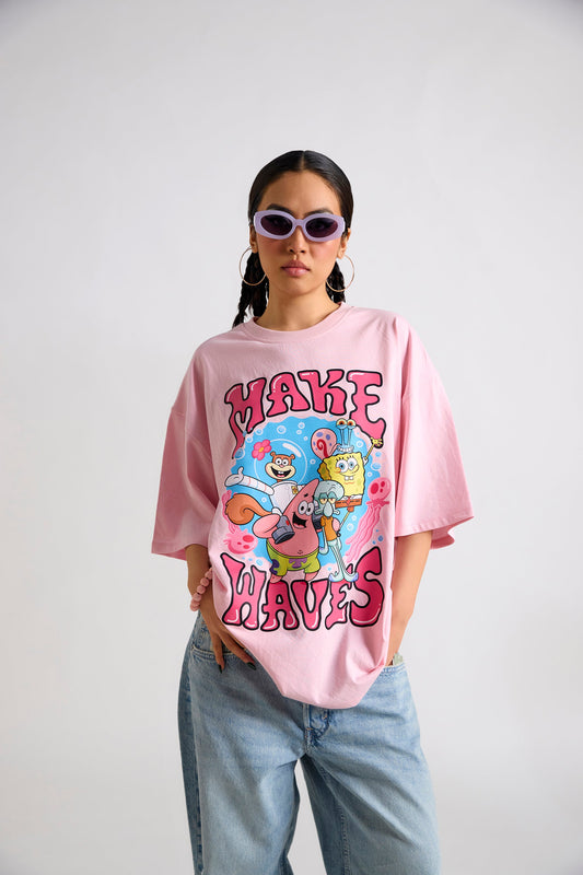 Spongebob:Make Waves Oversized T-shirt
