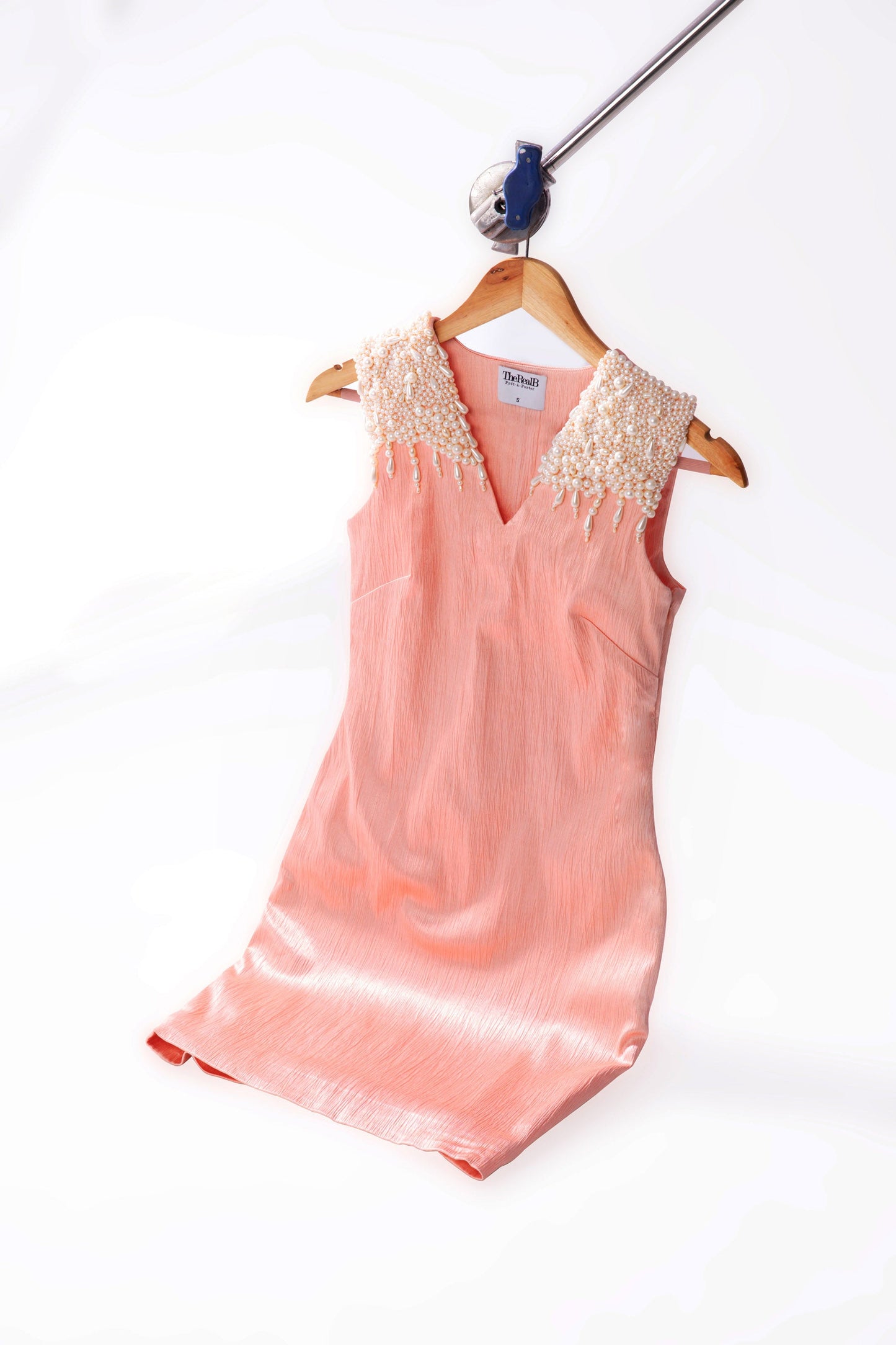 PEACH WOMEN'S MINI DRESS WITH EMBELLISHMENTS