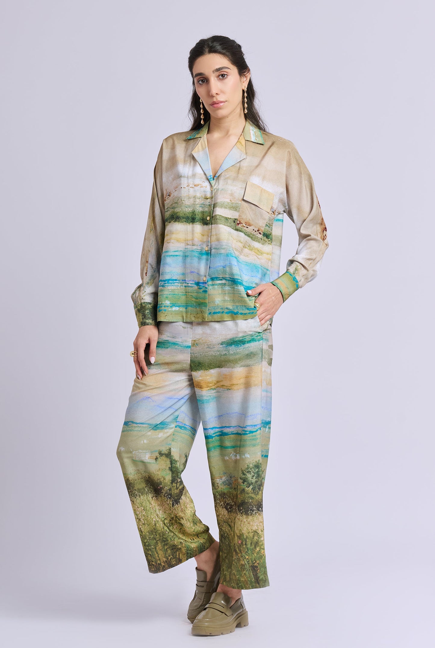 Willow Scenery Print Co-ord Set with Pants