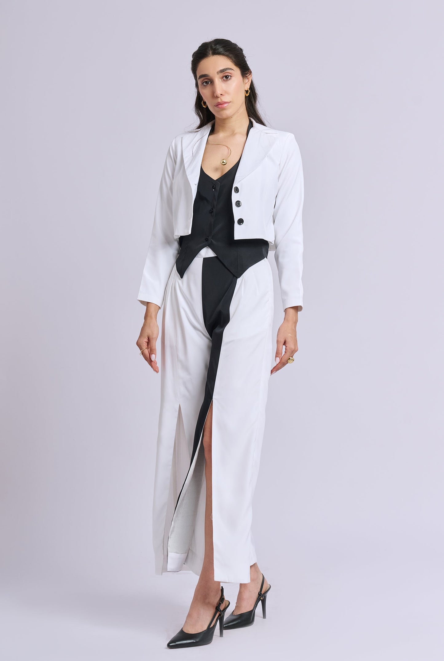 Scarlett Three Piece Black and White Blazer Co-ord Set