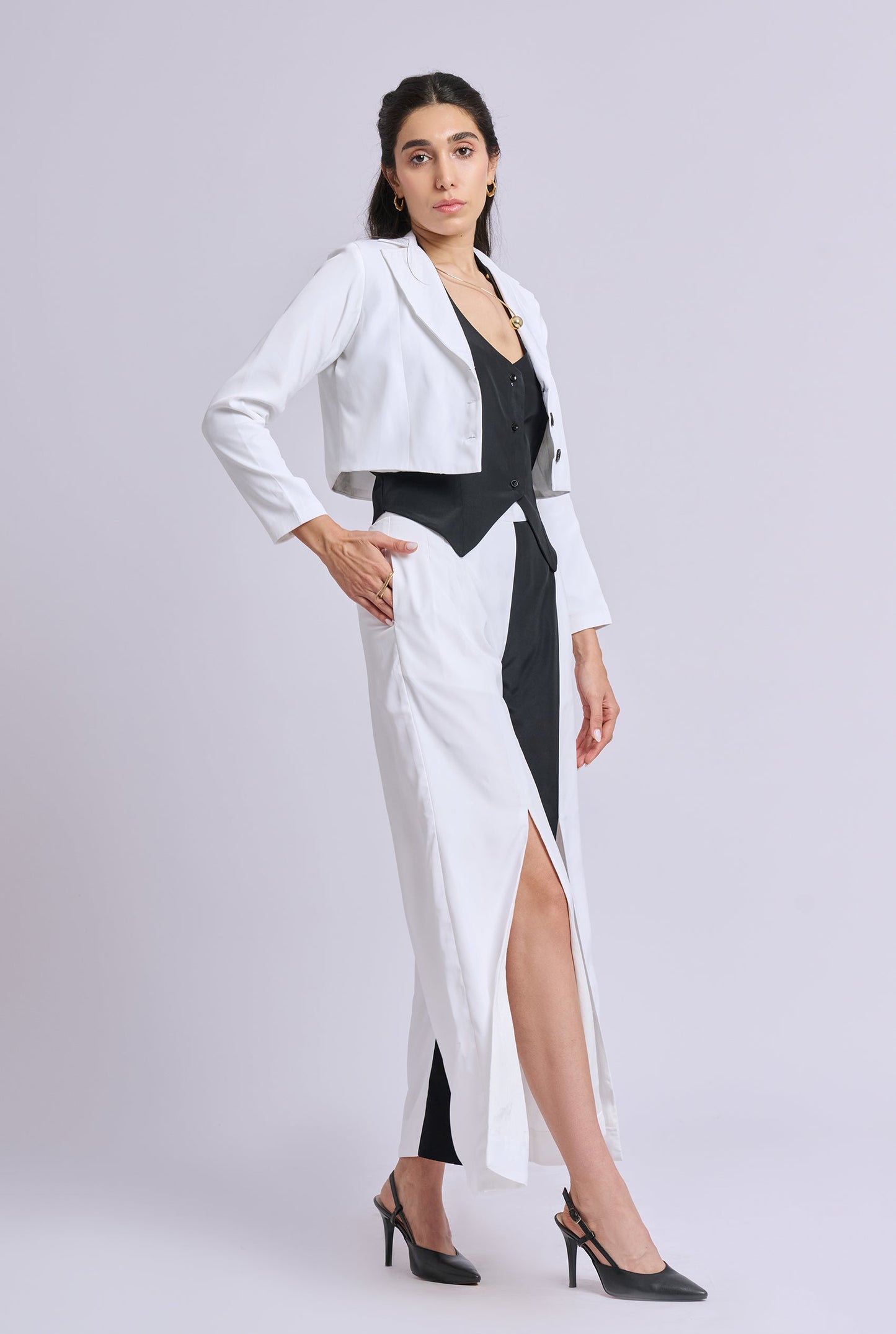 Scarlett Three Piece Black and White Blazer Co-ord Set