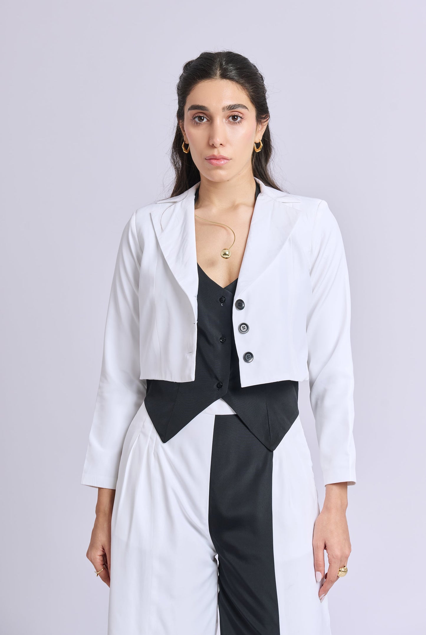 Scarlett Three Piece Black and White Blazer Co-ord Set