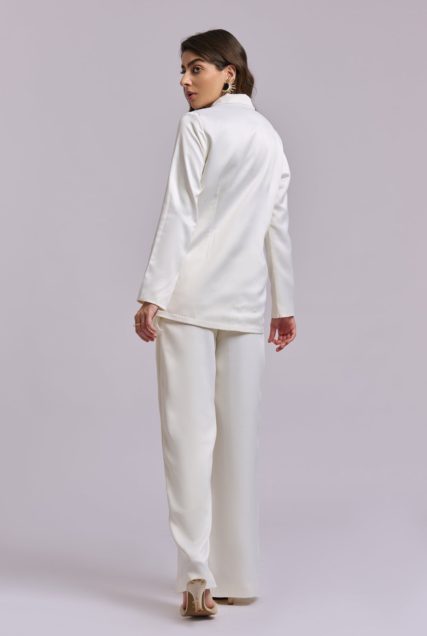 Celia Off White Pleated Blazer Co-ord Set
