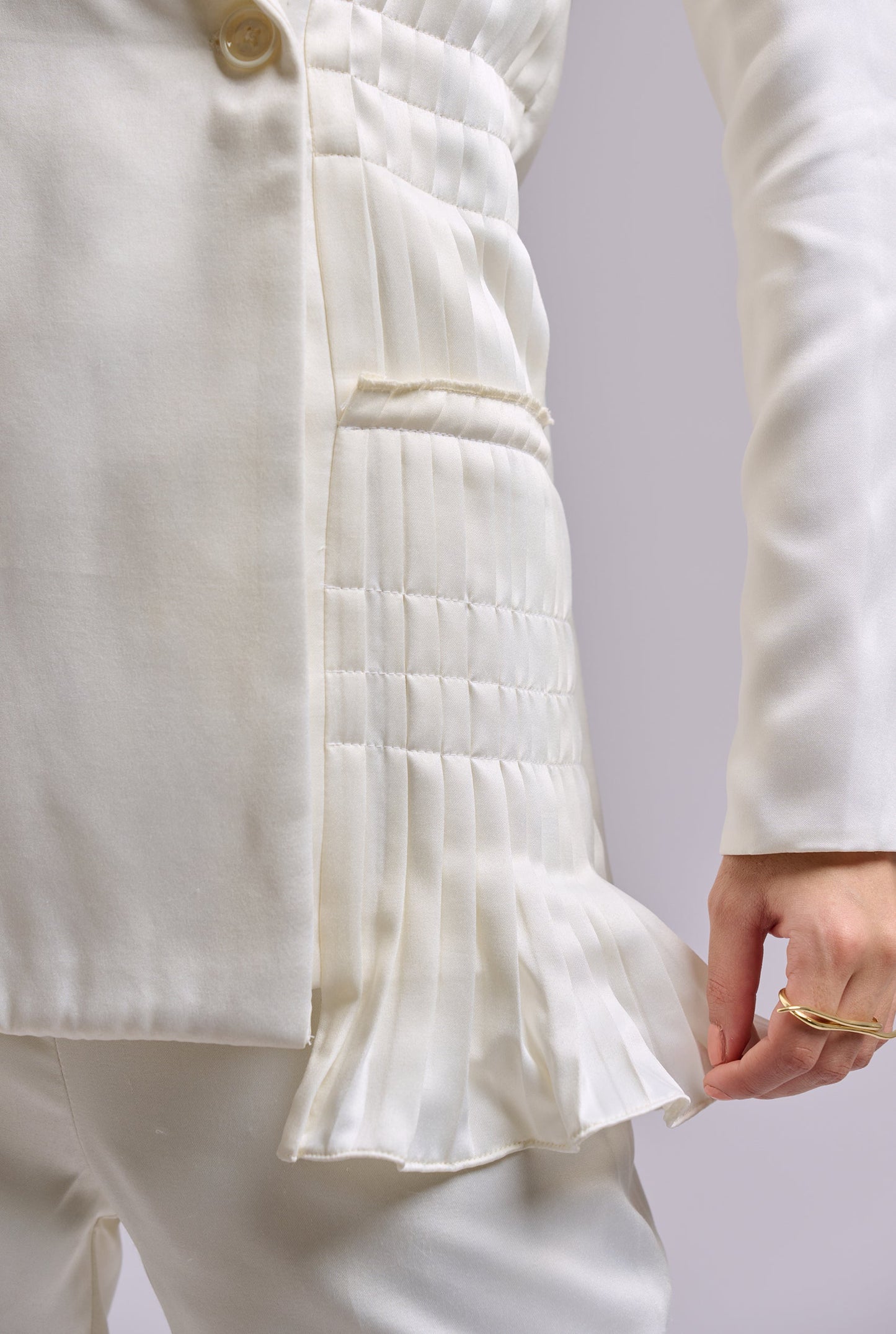 Celia Off White Pleated Blazer Co-ord Set