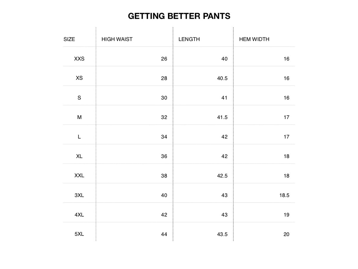 Size chart