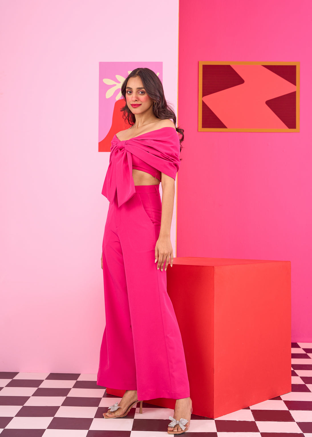 Emily in Paris: Pink Bow Top and Trouser Set
