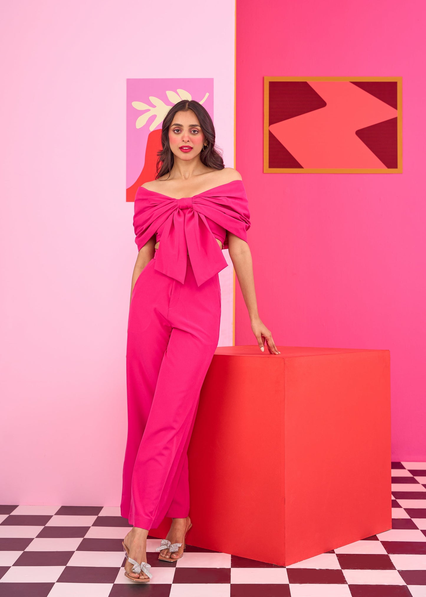 Emily in Paris: Pink Bow Top and Trouser Set