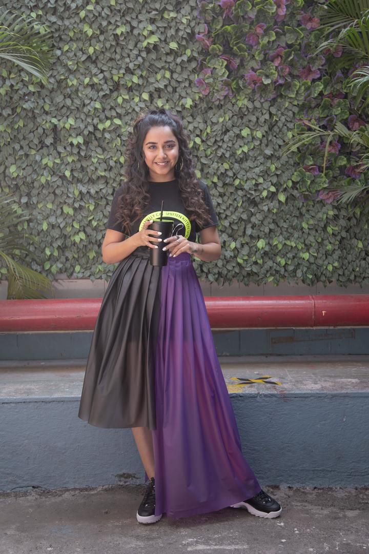 Two Tone Asymmetric Skirt