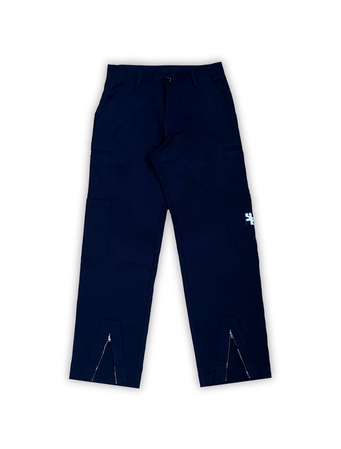 ZIP UP WORK PANTS IN NAVY BLUE