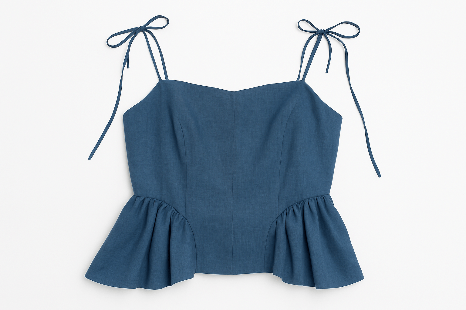 Banana Cotton Peplum Top – Denim Blue - erised pret