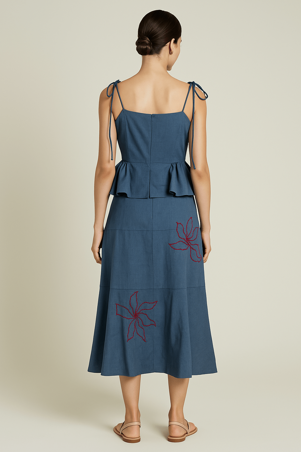 Banana Cotton Peplum Top – Denim Blue - erised pret