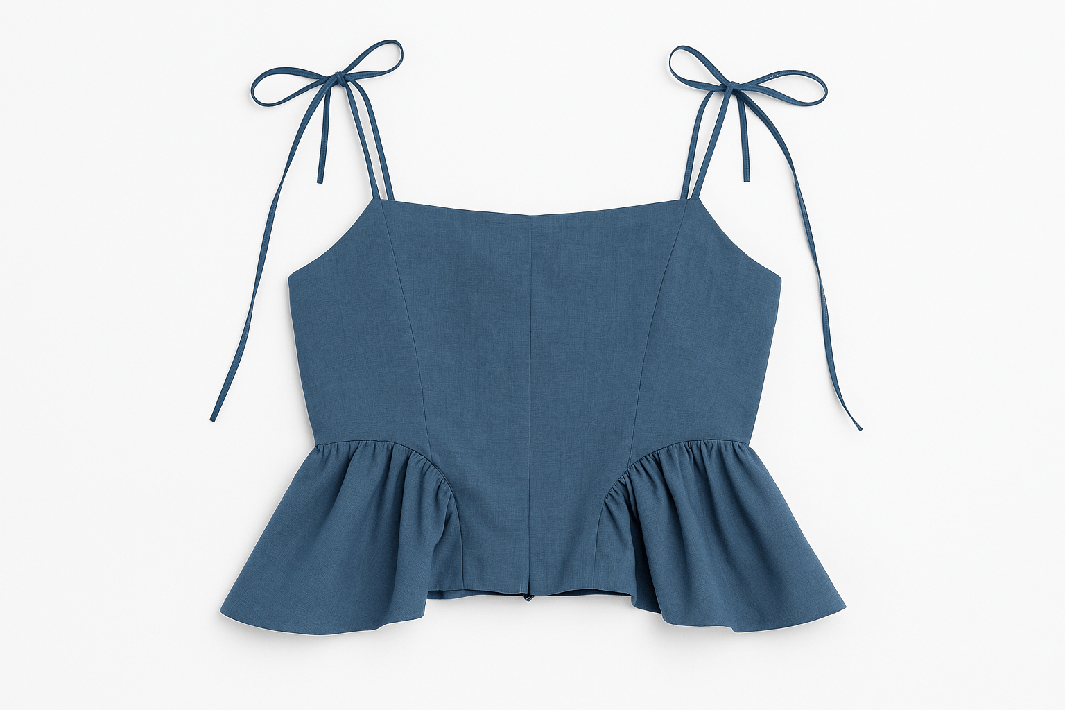 Banana Cotton Peplum Top – Denim Blue - erised pret