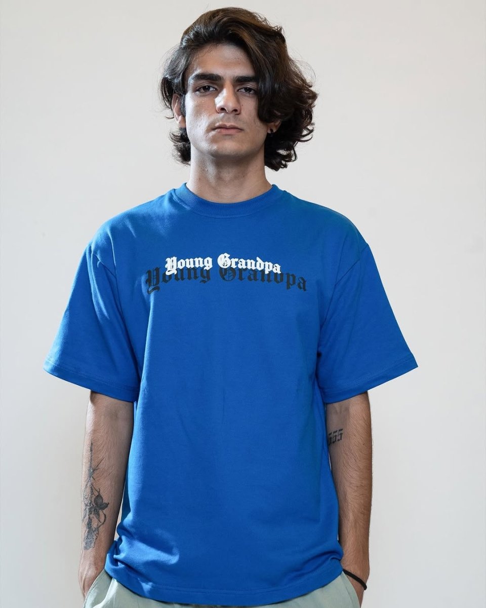 BLUE PATCHWORK T - SHIRT - Outro Studio