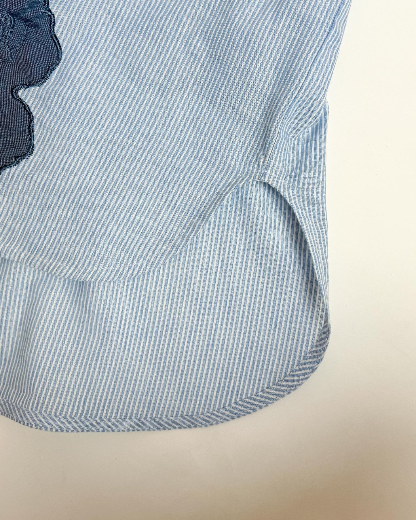 Blue Pinstripe Shirt With Applique - erised pret