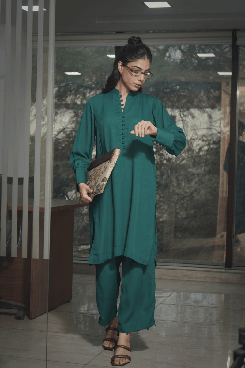 Bottle Green italian blend co - ord set - Outro Studio