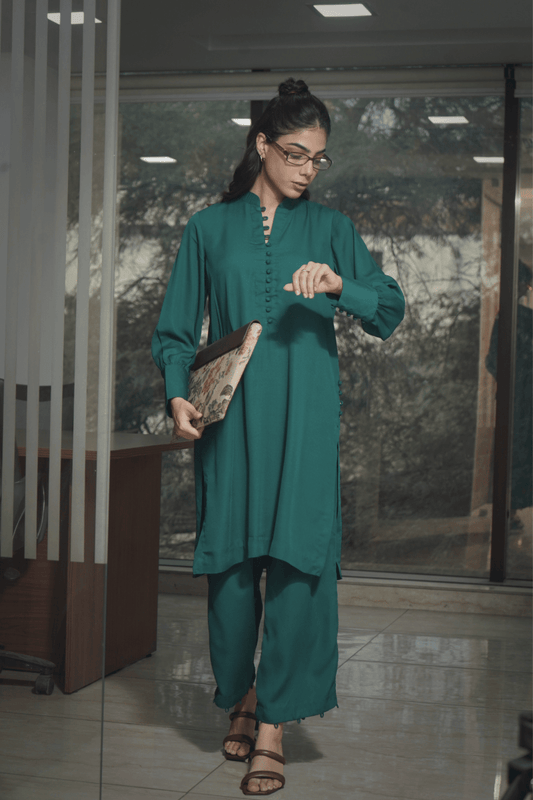 Bottle Green italian blend co - ord set - Outro Studio