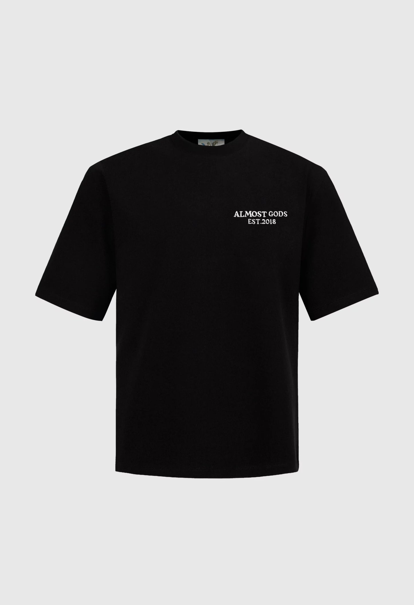 Solar Minima' Embroidered Logo Tee in Black