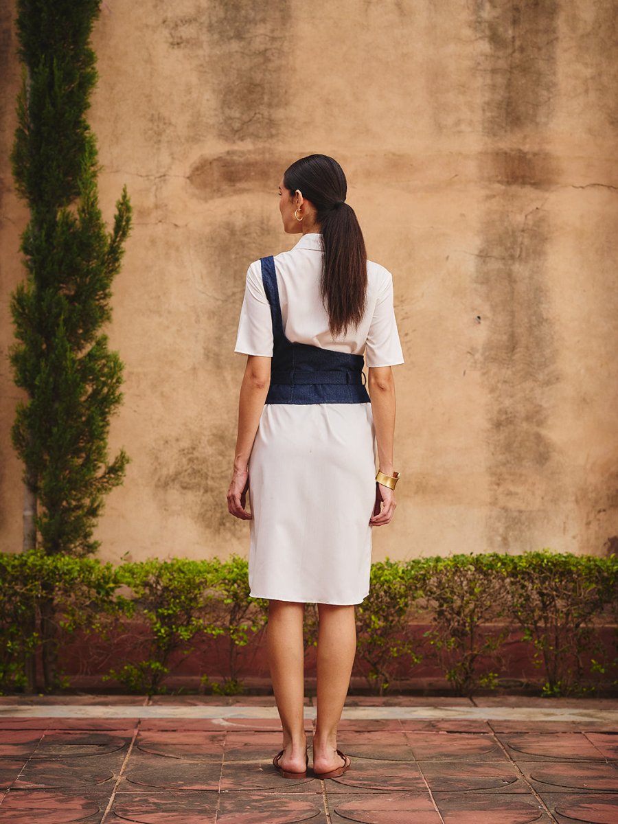 Cattleya shirt dress with denim belt - Outro Studio