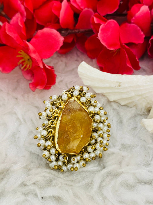 CITRINE PEARL RING