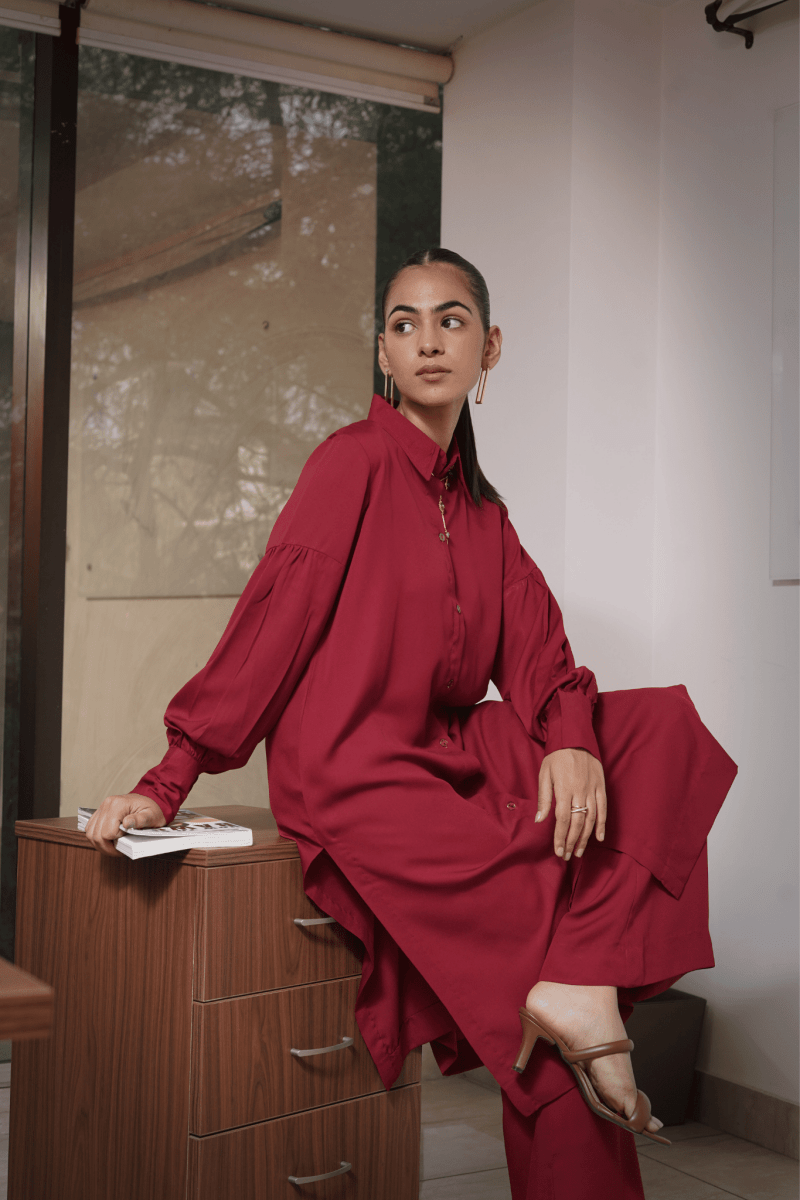 Deep Maroon Co - ord Set - Outro Studio