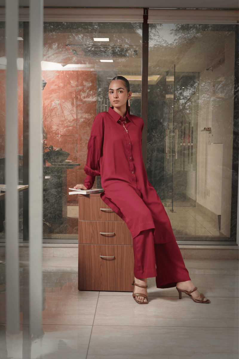 Deep Maroon Co - ord Set - Outro Studio