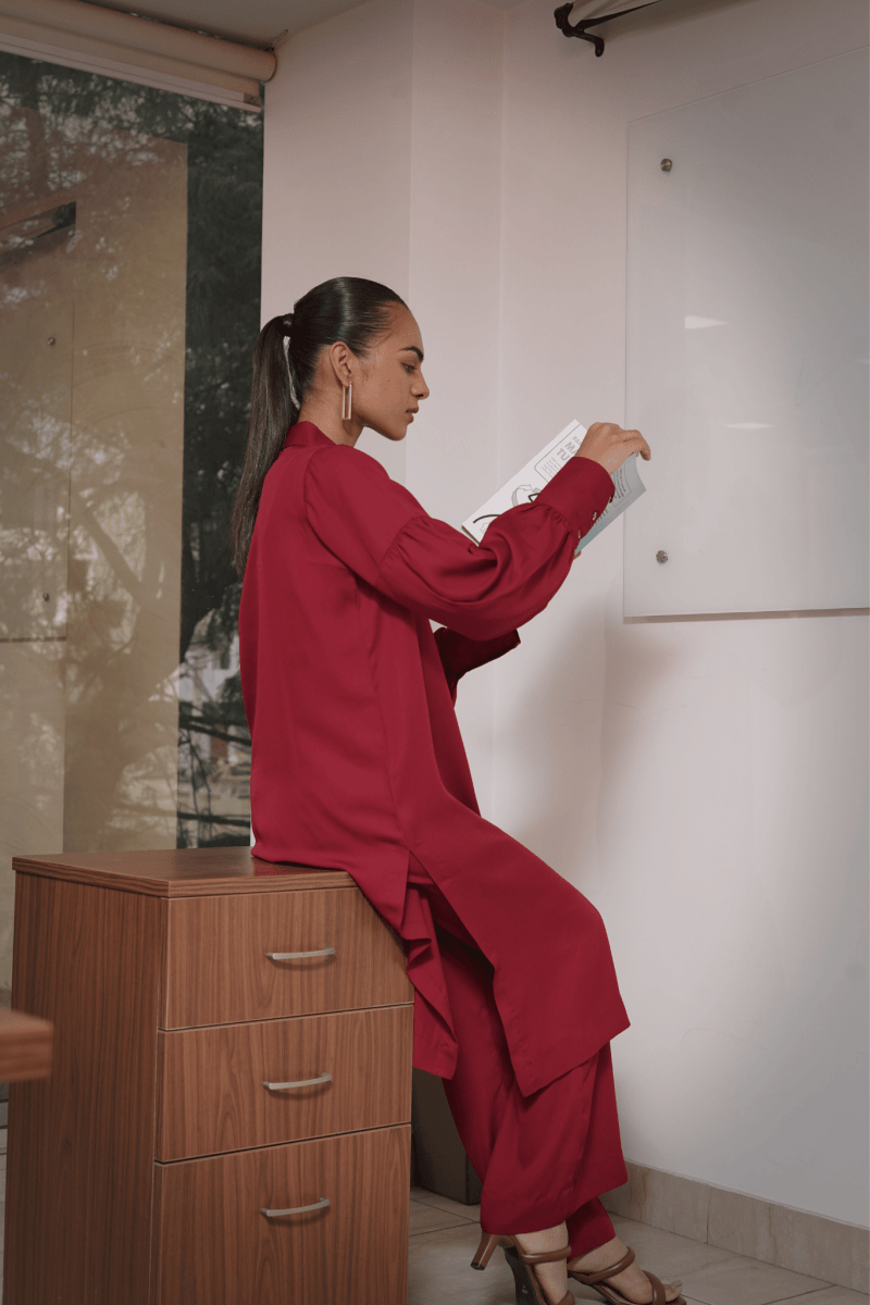 Deep Maroon Co - ord Set - Outro Studio