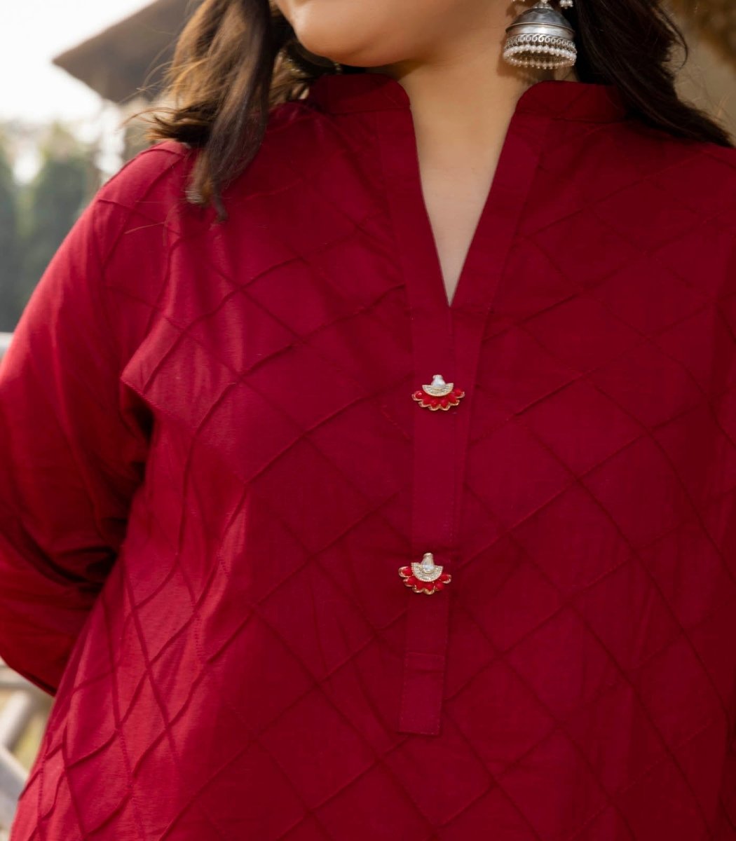 Deep Maroon Cotton Long Kurta - Outro Studio